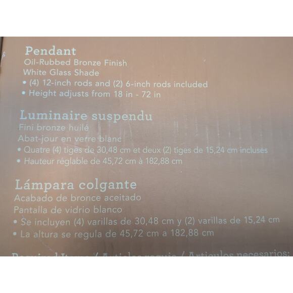 Allen + Roth Webner Pendant Oil Rubbed Bronze White Glass Shade [13] - Picture 7 of 11